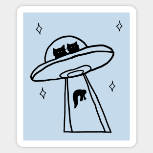 cat alien abduction line art Sticker